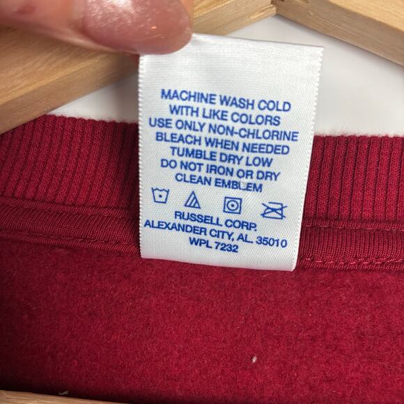 NWT VTG Russell Athletic Cardinal Red Crewneck Sweatshirt Men’s L Heavy Fleece - Picture 4 of 6